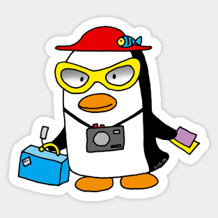 cute penguin tourist Sticker